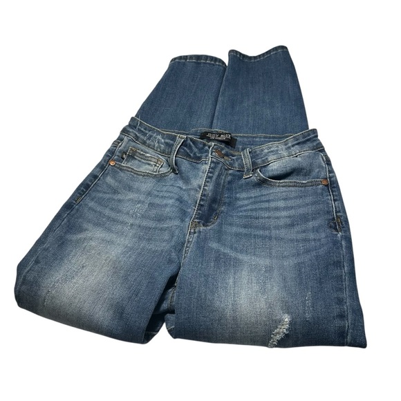 Judy Blue Distressed Blue Ankle Jeans - Picture 6 of 14